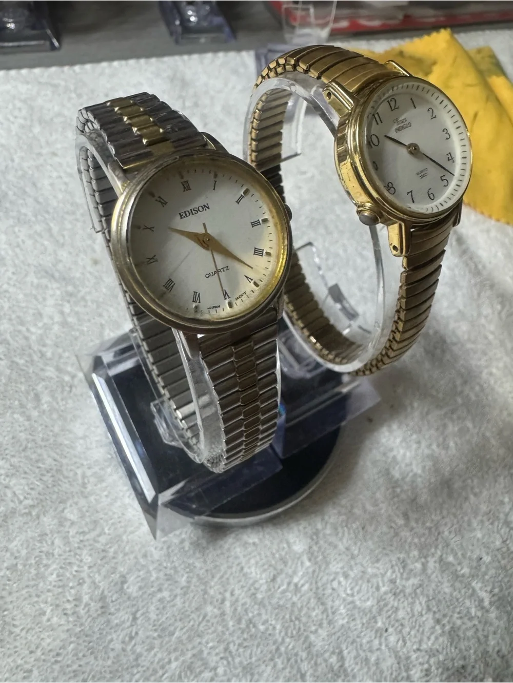 Timex Women's Round White Dial Watch with Gold Tone Bracelet